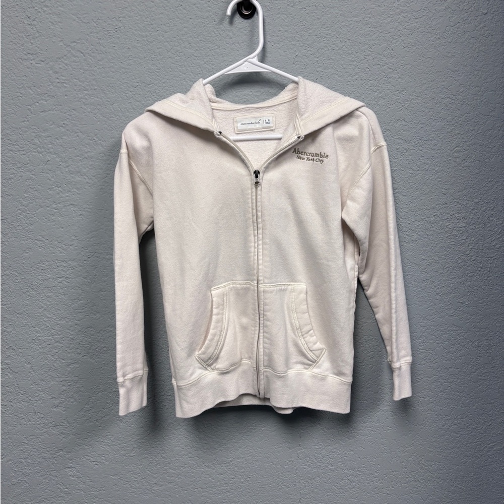 Abercrombie Kids 9-10yo Soft White/Cream Full Zip Hoodie, EUC - Picture 4 of 13